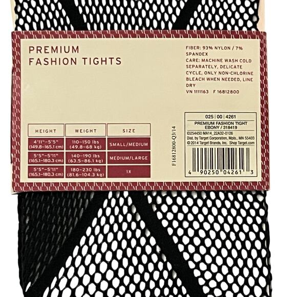Merona Women's Black Fishnet Tights Stockings M/L Semi-Sheer 5.5"-5.8" 140-190lb - Picture 6 of 10